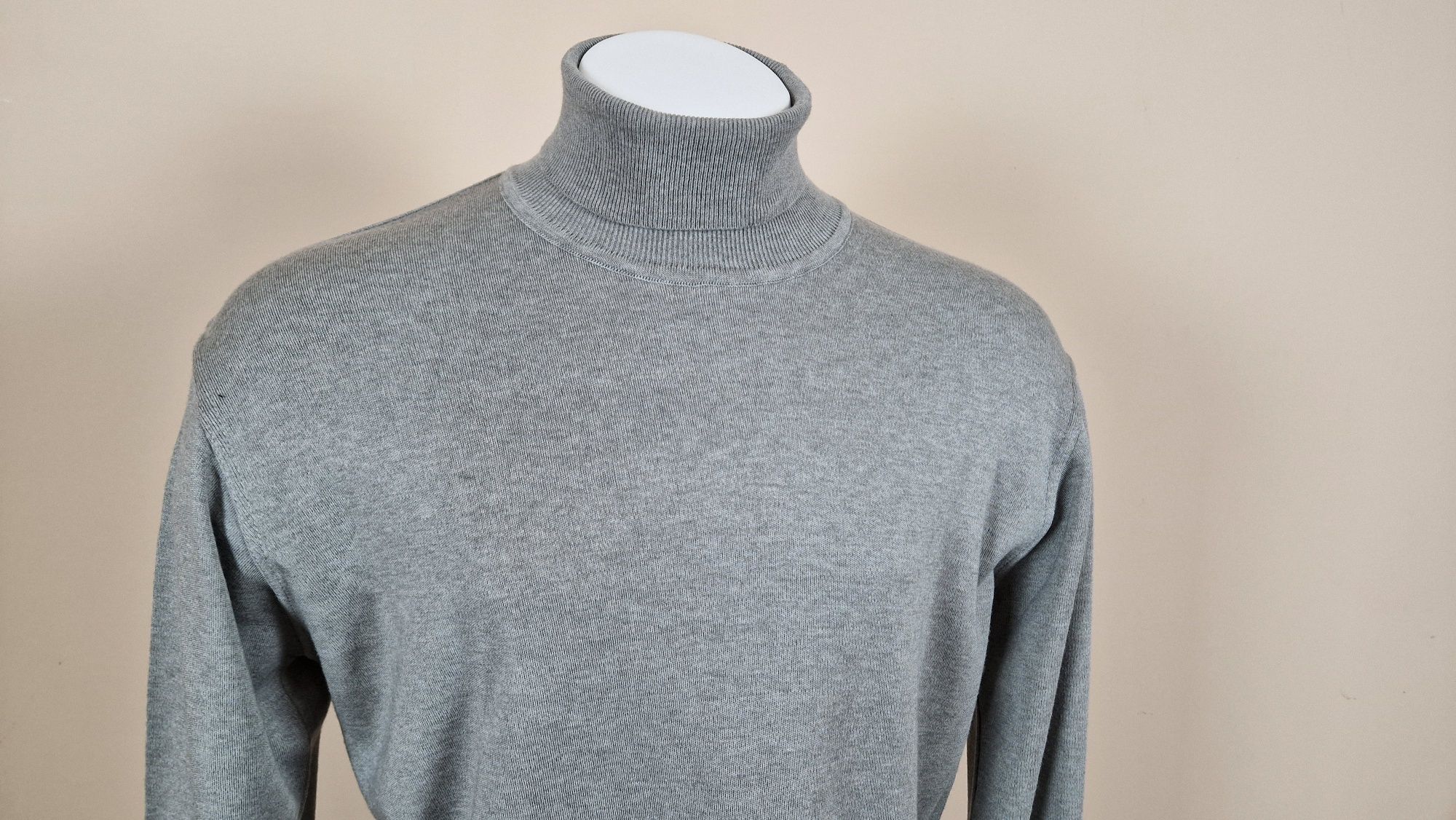 Sweter męski golf rozmiar XXL szary jasny szary sweter do marynarki