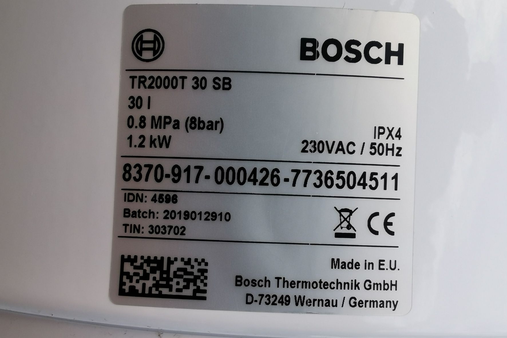 BOSCH Bojler 30 L 1,2kw