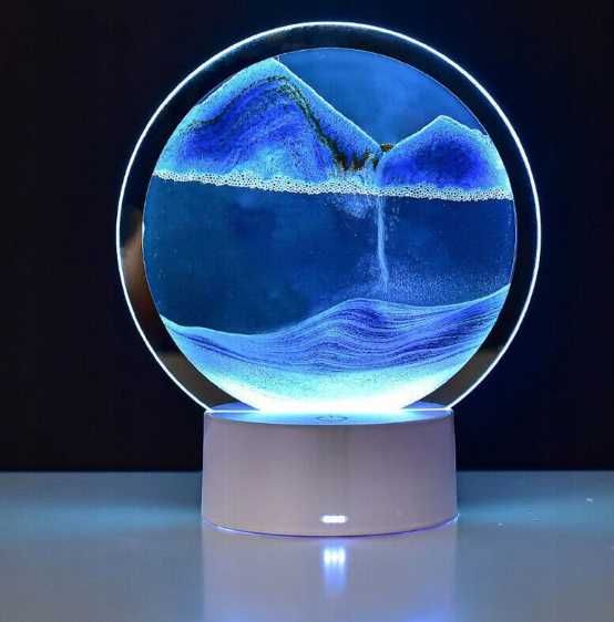Płynący obraz w szkle z piasku 3D lampka