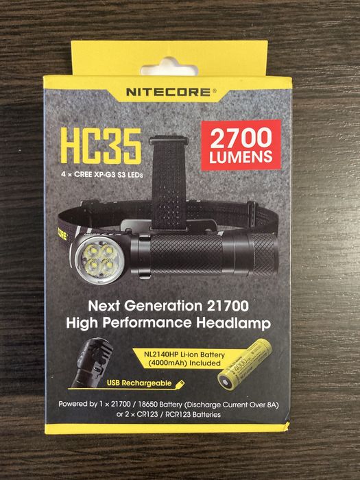 Ліхтар налобний Nitecore HC35 налобный фонарь 2700 люмен!