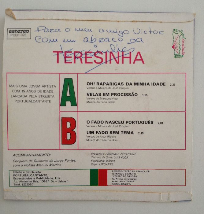 Disco vinil Teresinha – Oh! Raparigas da Minha Idade (7'' / 45 RPM)