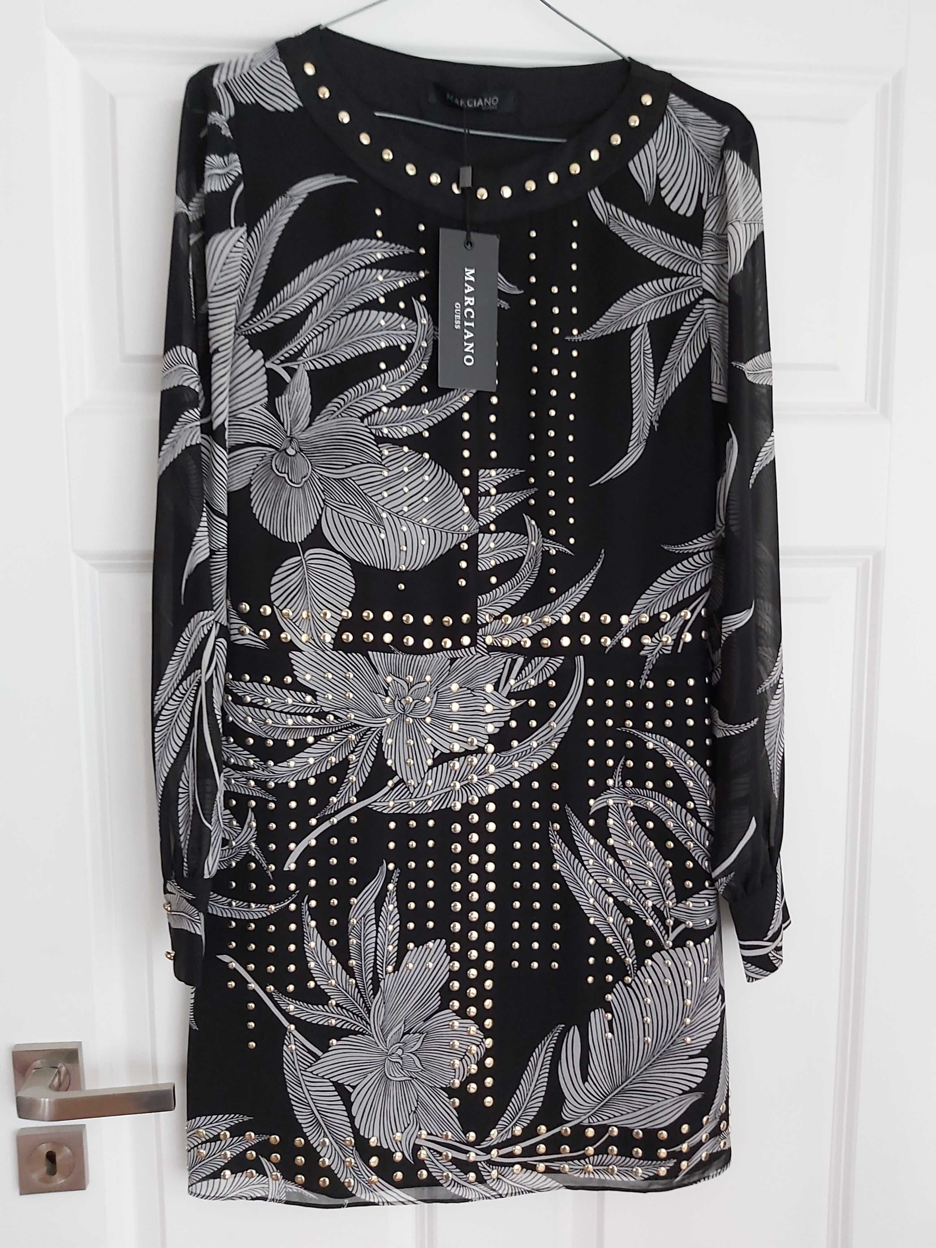 Nowa sukienka  GUESS by MARCIANO czarna zlote dzety 42