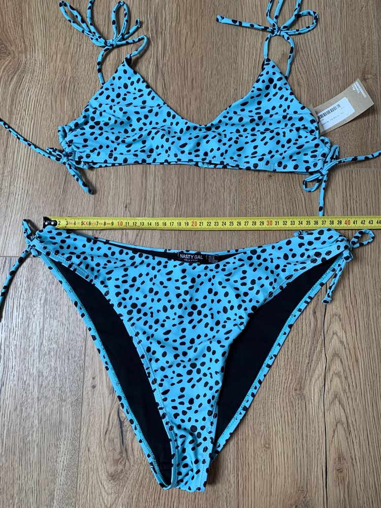 Piękny komplet bikini Nasty Gal groszki wiązania L /XL