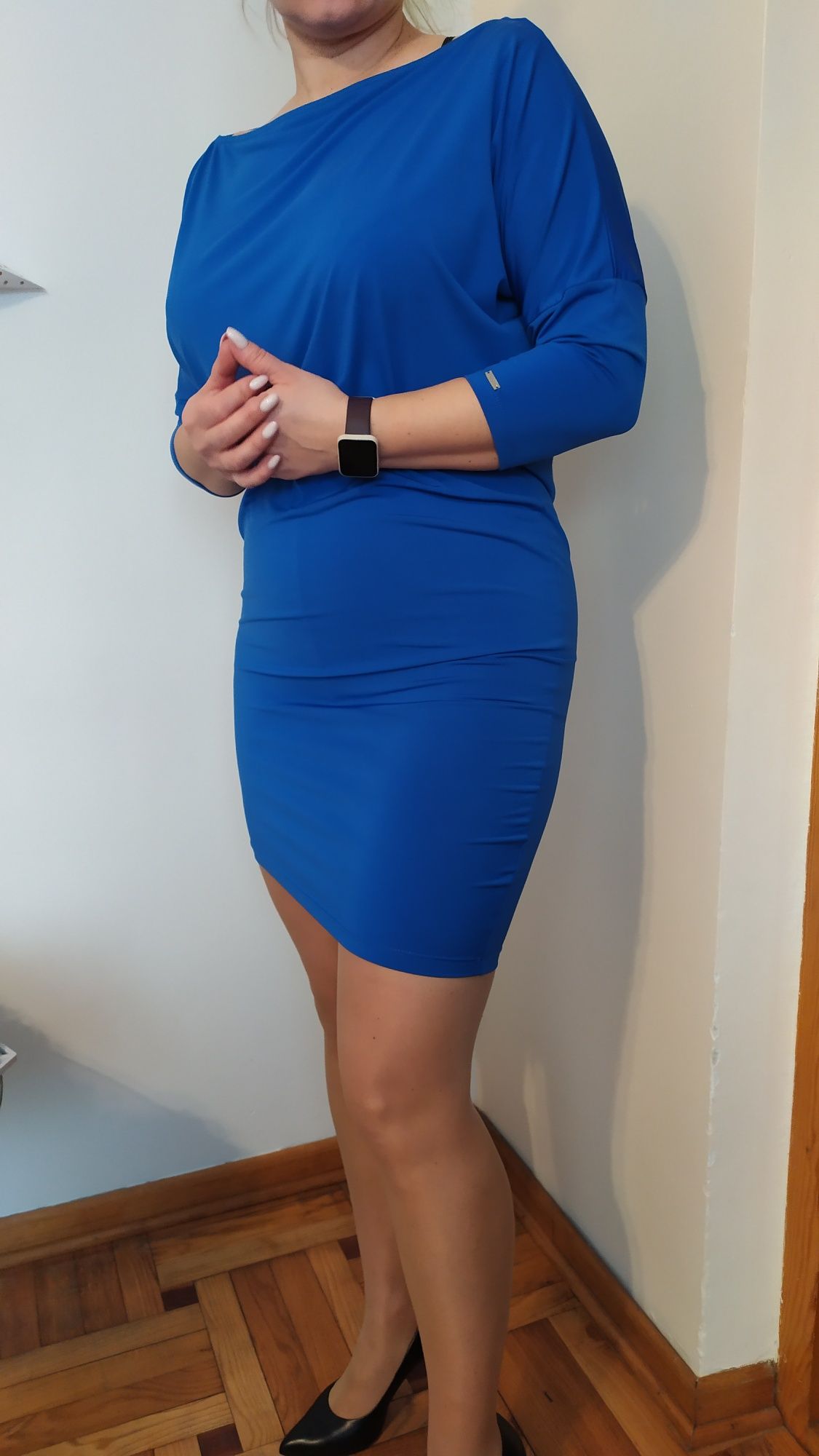 Sukienka mohito niebieska asymetryczna r.38/40 M sliczna elastyczna ni