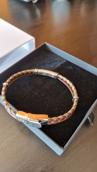 Pulseira Homem Pele e Prata Liska