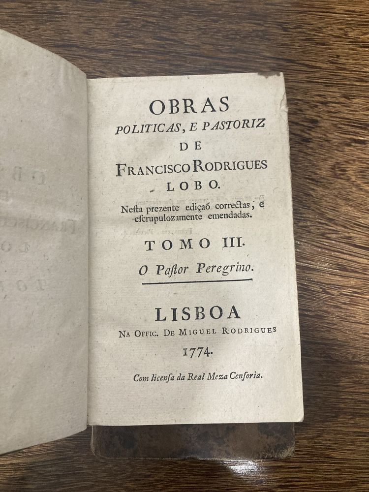 Obras de Francisco Rodrigues Lobo 1774