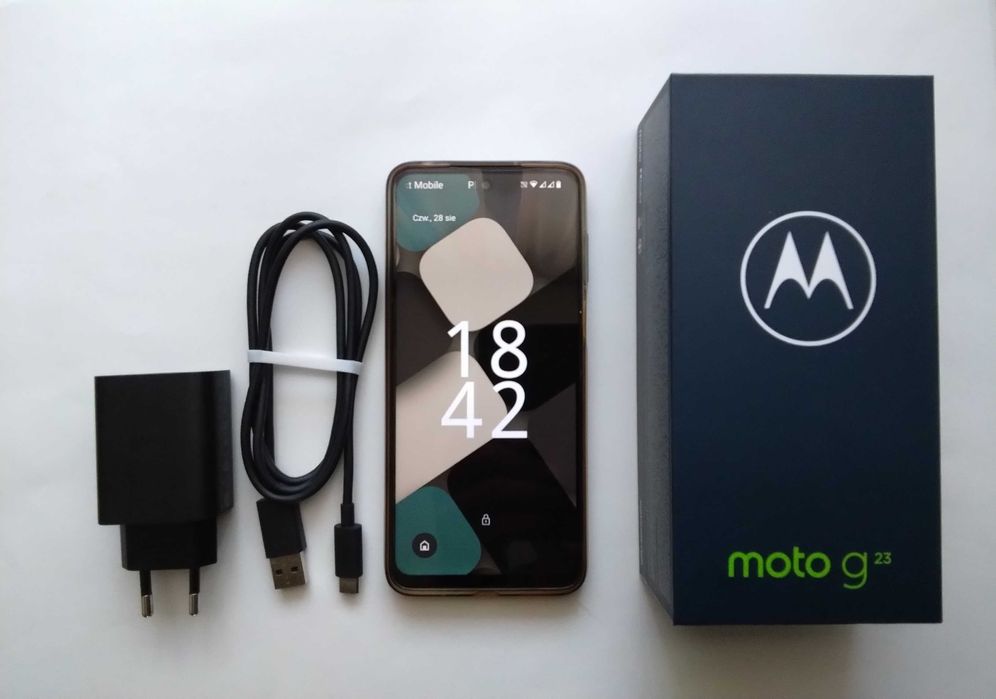 Motorola G23 8/128GB – stan idealny, kompletny, nowe etui i szkło