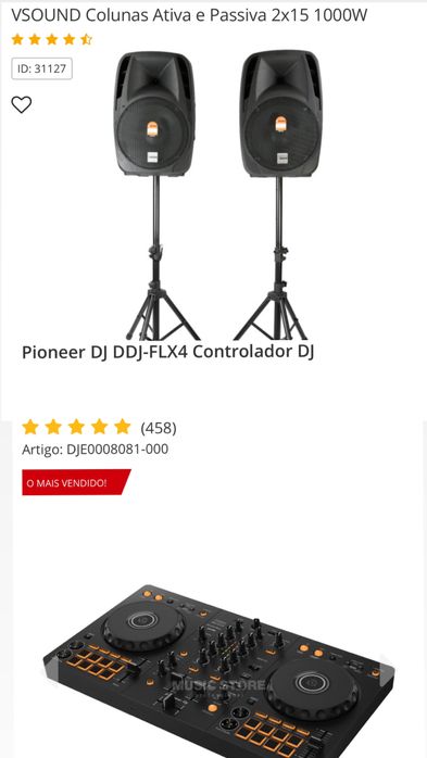 Vendo FLX4 + colunas Vsound 2x15 ATIVA/PASSIVA