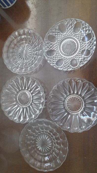 Conjunto 5 pires de vidro transparentes