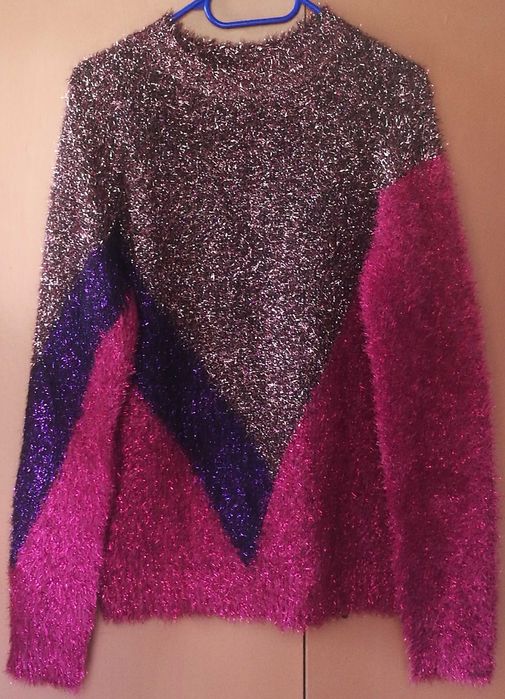 Sweter pluszowy z włosem błyszczący Bonprix