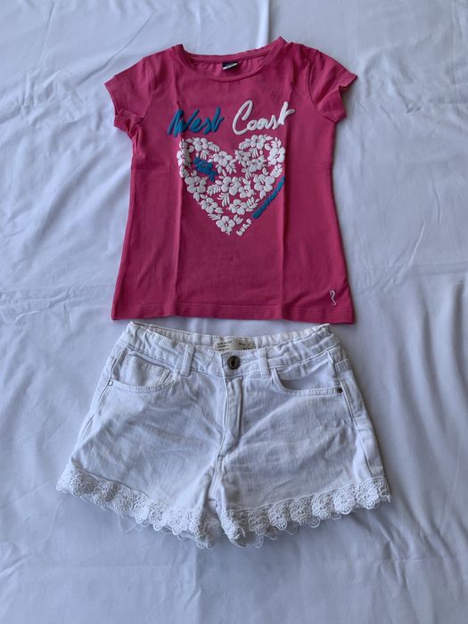 Conjunto de 2 peças de menina, T-shirt Lanidor e calções Zara Kids