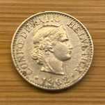 1962 Moeda suíça de 10 rappen