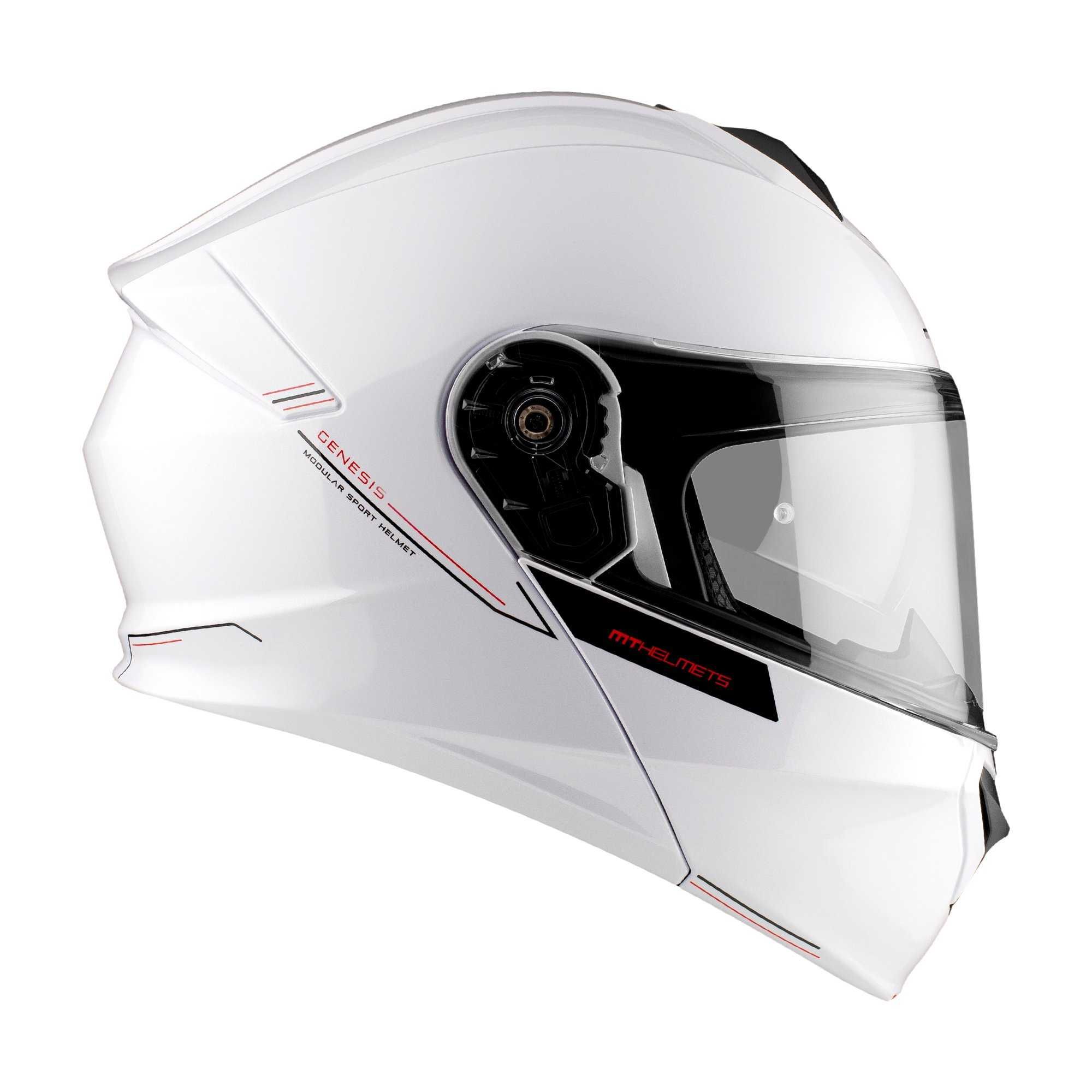 Мотошлем MT Genesis SV A0 Gloss White 2024 МОДУЛЯР с очками. Мото шлем