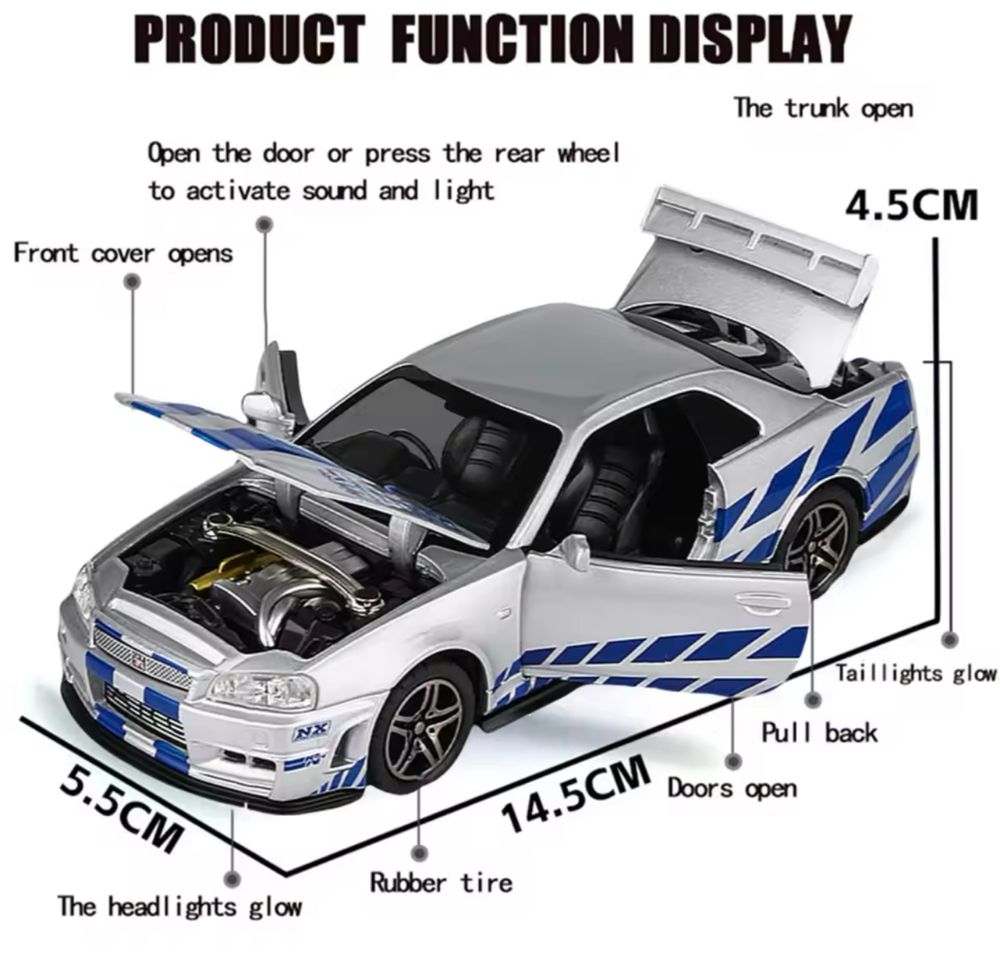 Autko Skyline GTR R34 Dekoracja Zabawka Prezent świąteczny Chłopiec