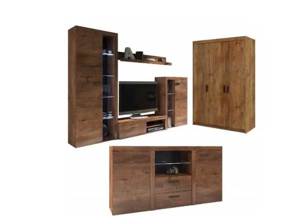 Zestaw mebli do salonu meblościanka szafa komoda trzy kolory JAR-POL