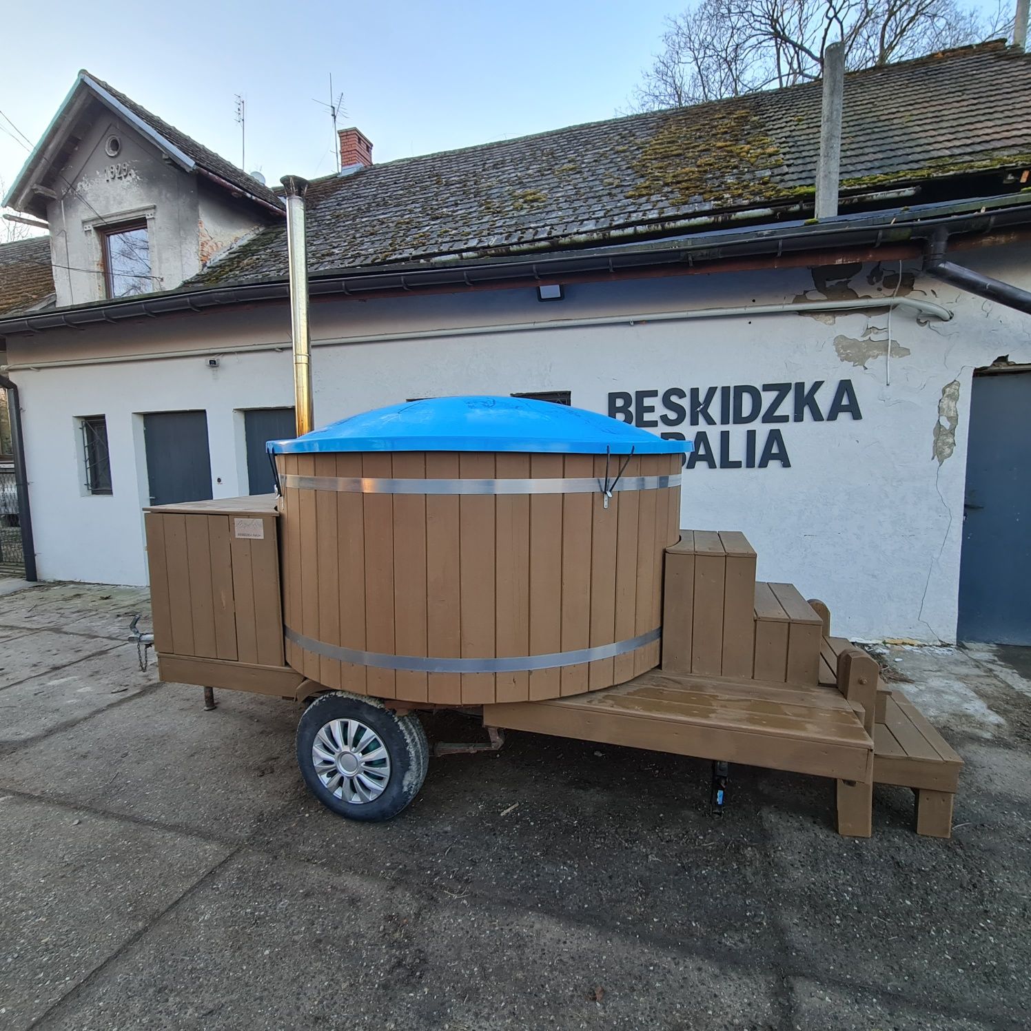 Balia mobilna, bania na przyczepie