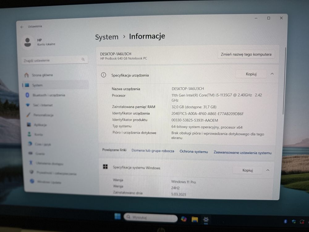 Laptop Hp Probook 640 G8 i5-1135G7/32Gb/256Gb/Win 11 Pro