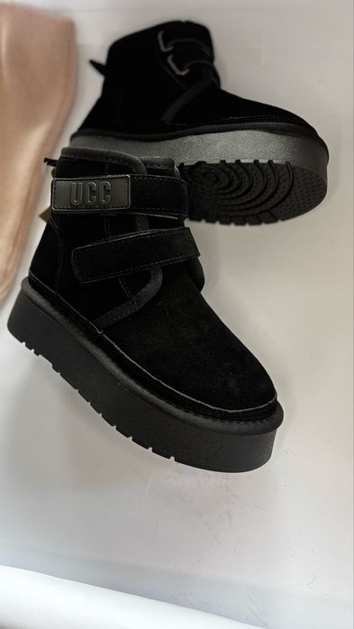 Зимові чорні угги уггі для дівчинки натуральна замша та овчина 36