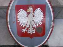 tablica emaliowana z godłem