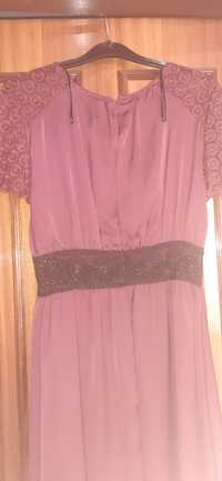 Vestido mango cor grena