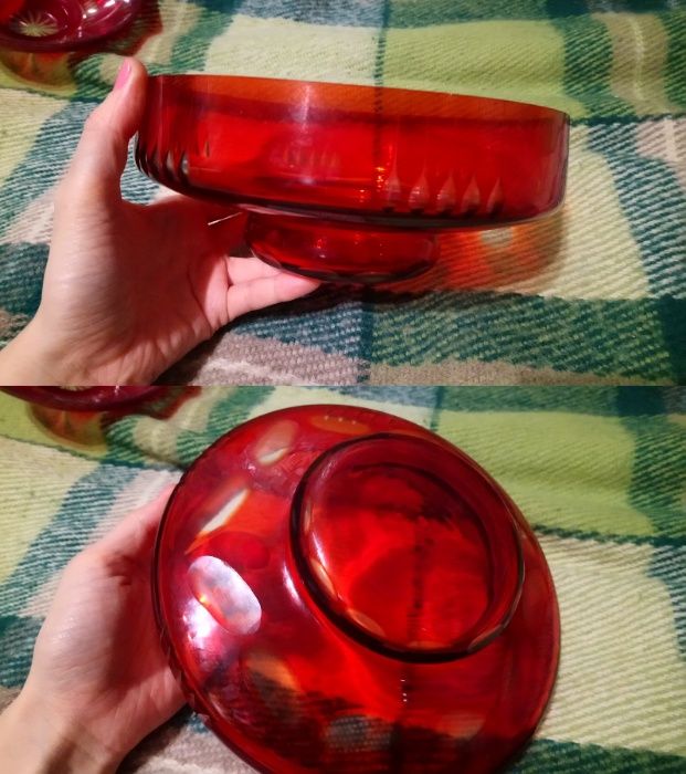 Салатниця ваза кришталь радянський посуд червоне скло