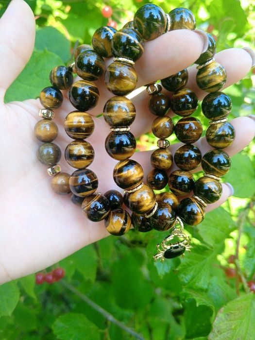 Браслет з натурального каміння. Оберіг. Тигрове око