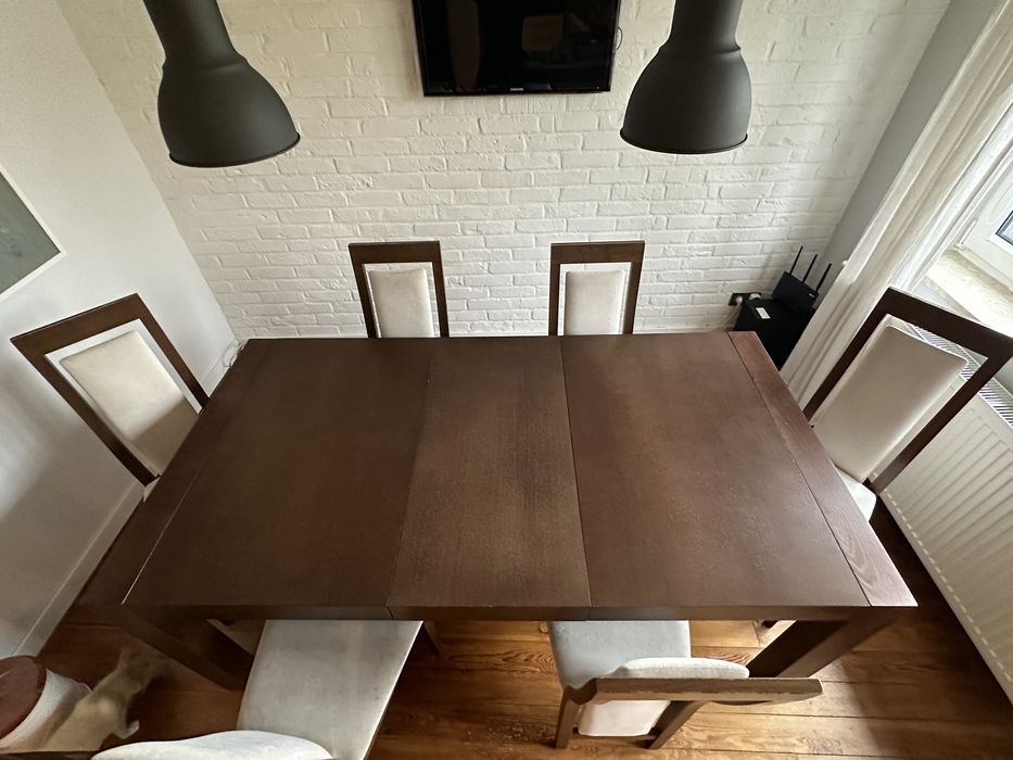 Stol i 6 krzeseł debowych Paged Meble