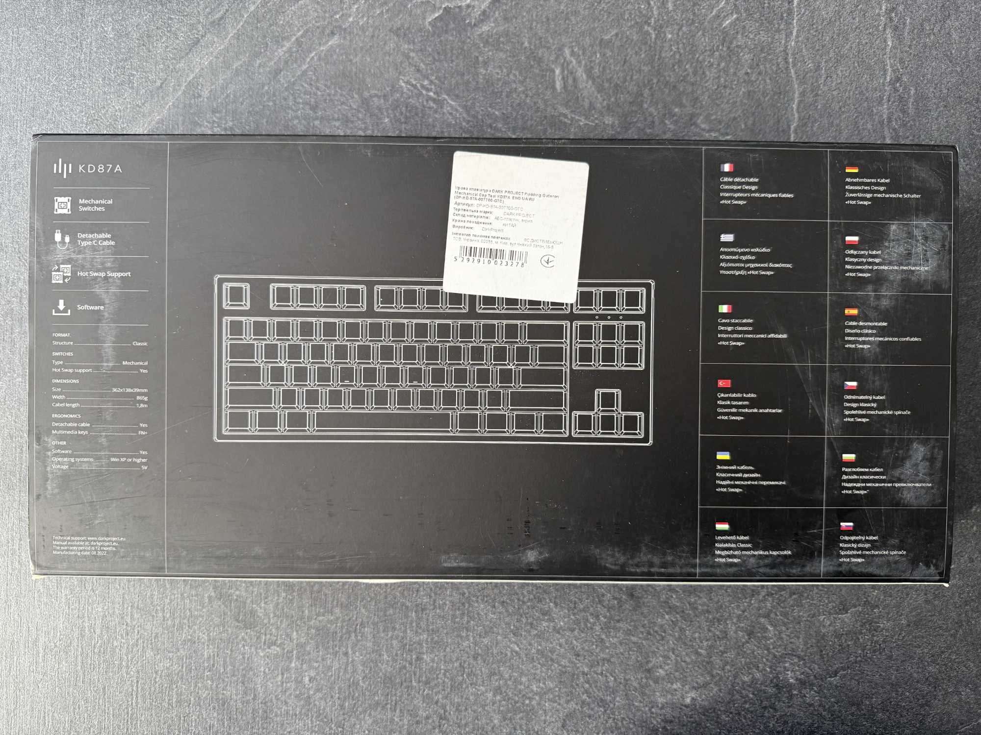 Клавіатура DARK PROJECT KD87A Gateron Cap Teal
