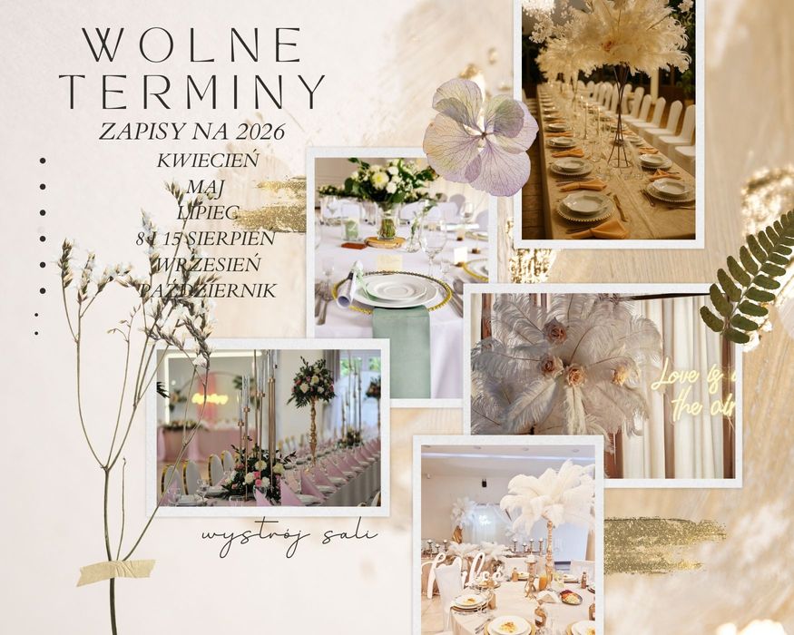 Dekoracje sali, kościoła, śluby plenerowe, urodziny, imprezy firmowe