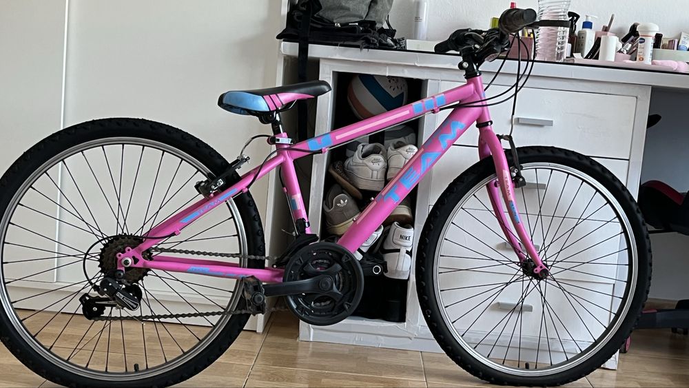 Bicicleta TEAM rosa e azul