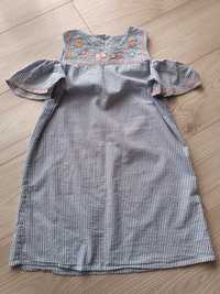 Sukienka dziewczęca tunika krótki rękaw używana, rozmiar 128/134