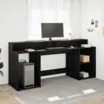 Vidaxl Biurko Czarny Dąb 200X55X91 Cm Drewno Inżynieryjne