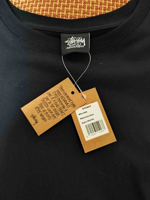 Stussy,Męska czarna koszulka z nadrukiem letnim, rozmiar L