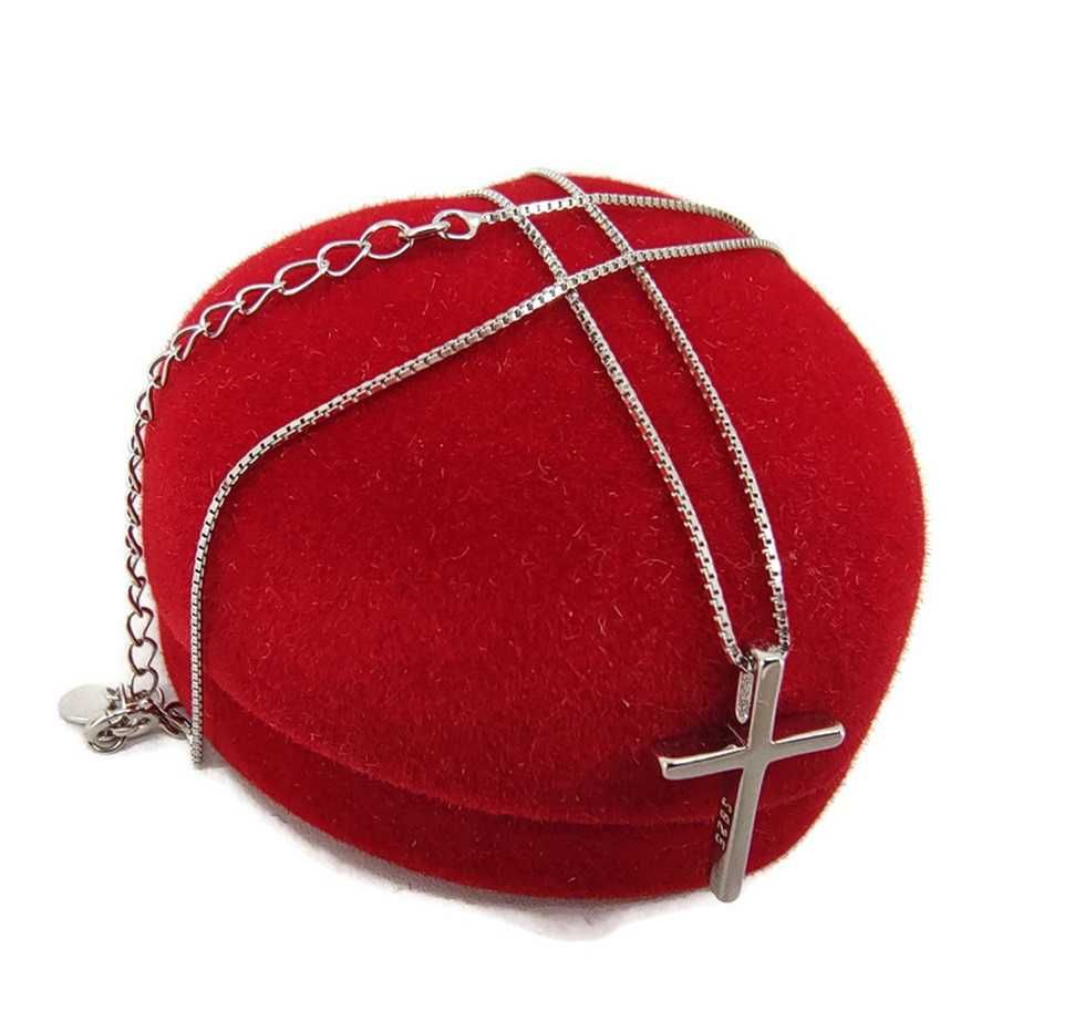 Srebrny łańcuszek Kostka z krzyżykiem P.925, 45cm, 1,67g