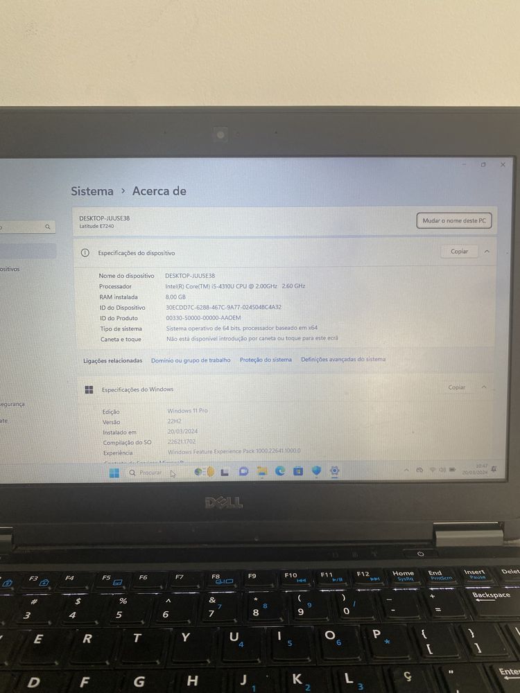 Dell Latitude E7240/Ecrã 12,5"/Core i5/SSD/8GB RAM