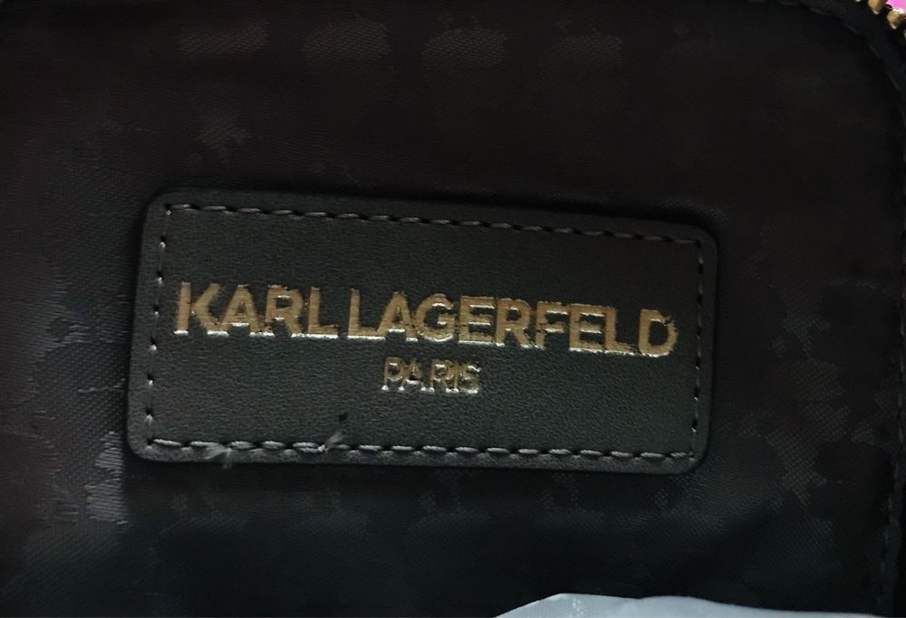 Torebeczka zlota Karl Lagerfeld Paris, skóra, pasek regulowany