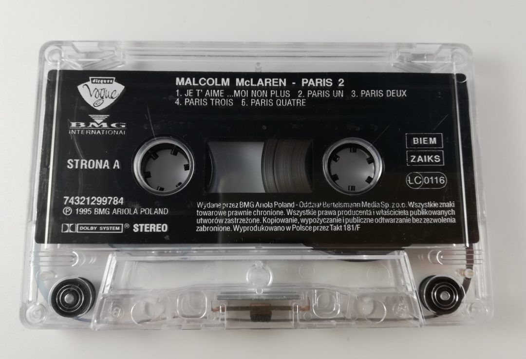 Stara kaseta magnetofonowa kolekcjonerska Paris 2 Malcolm McLaren