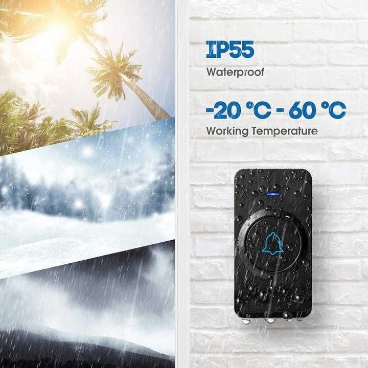 X-SENSE Bezprzewodowy dzwonek do drzwi 56 melodii 1 nad. 2 odb. [2447]