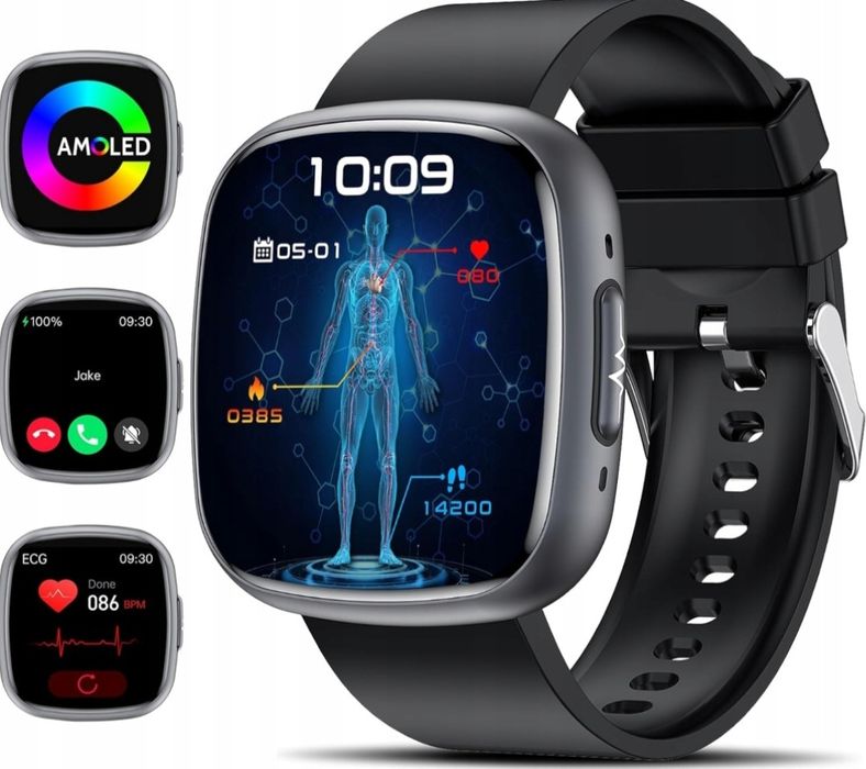 Zegarek męski SmartWatch  EKG HRV PL Czarny