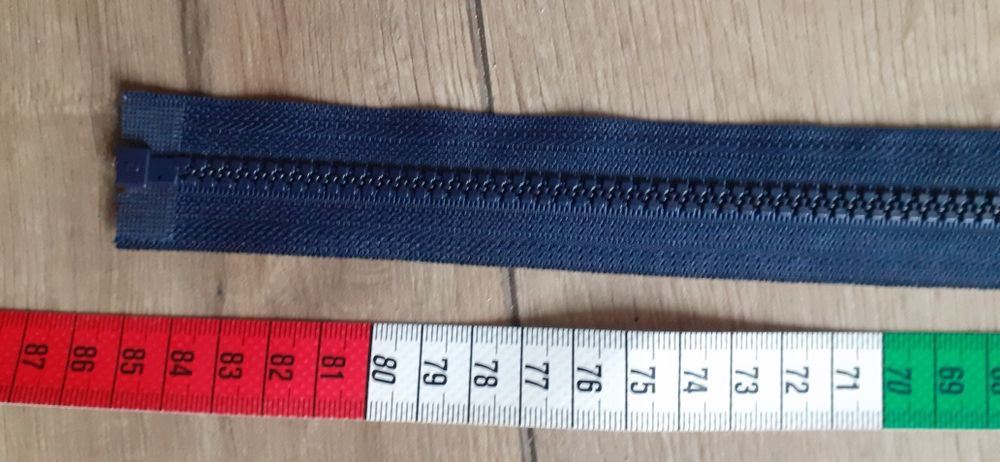 Zamek kostkowy, granatowy, 85 cm do kurtki lub płaszcza, nowy