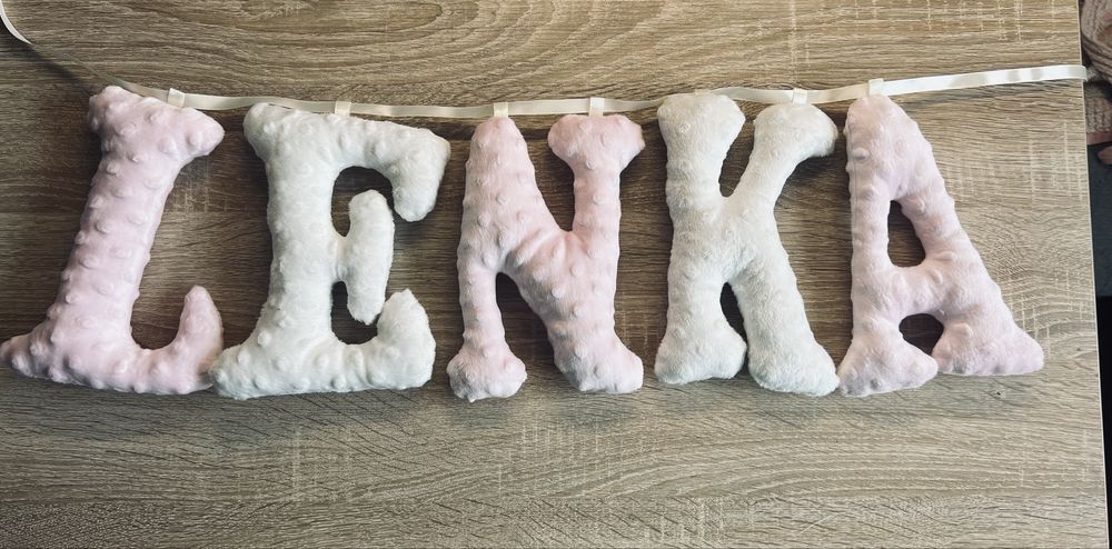 Imię dziecka dekoracja pokoju szyte literki handmade