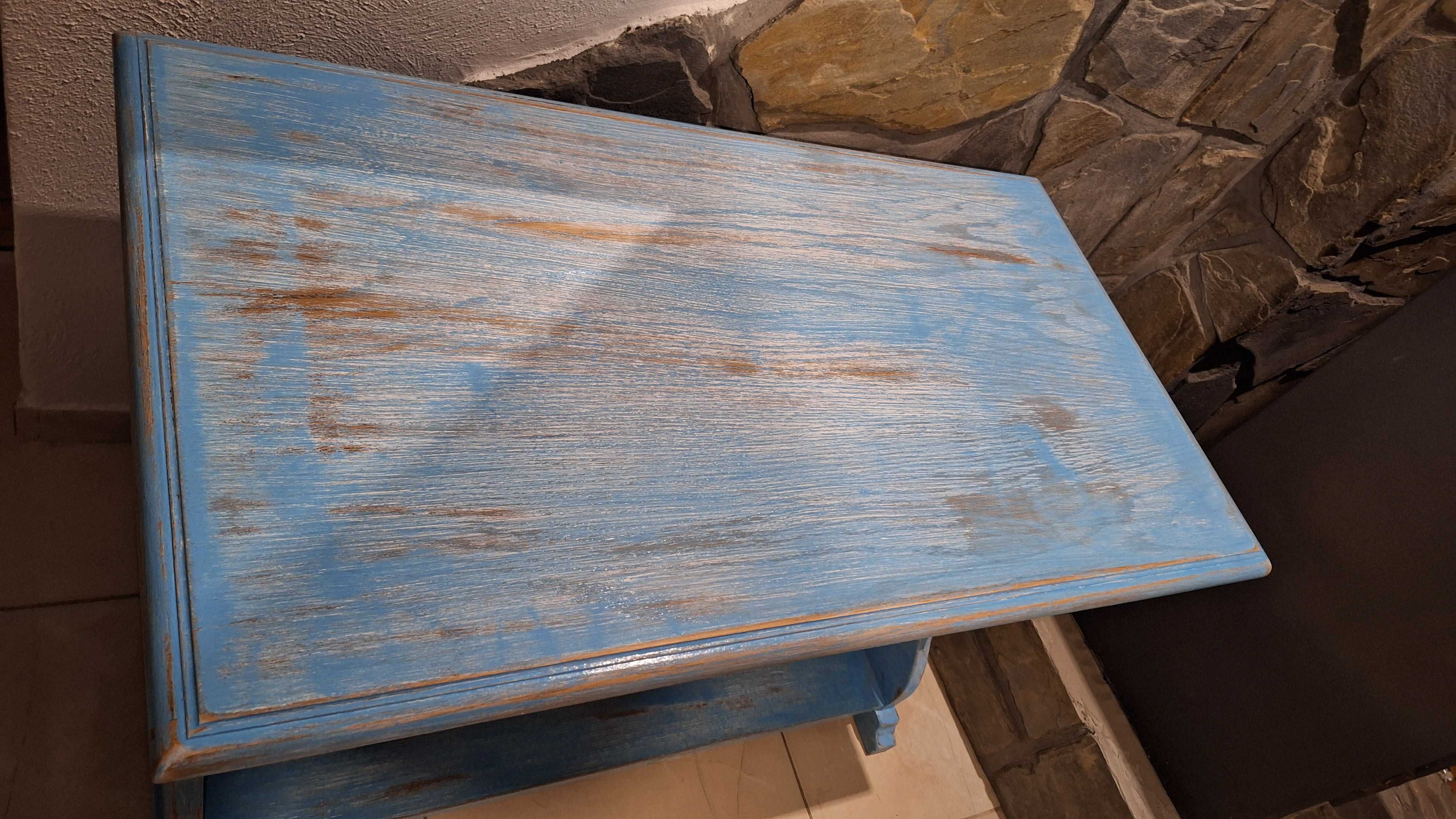 Drewniana Szafka Niebieska w stylu Vintage