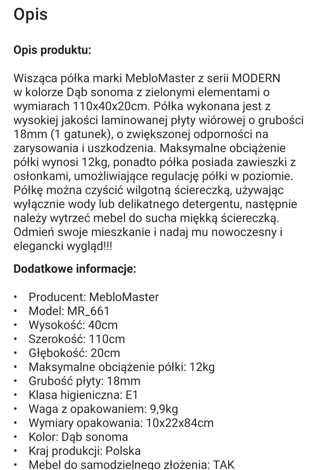 Półka wisząca modern nowa