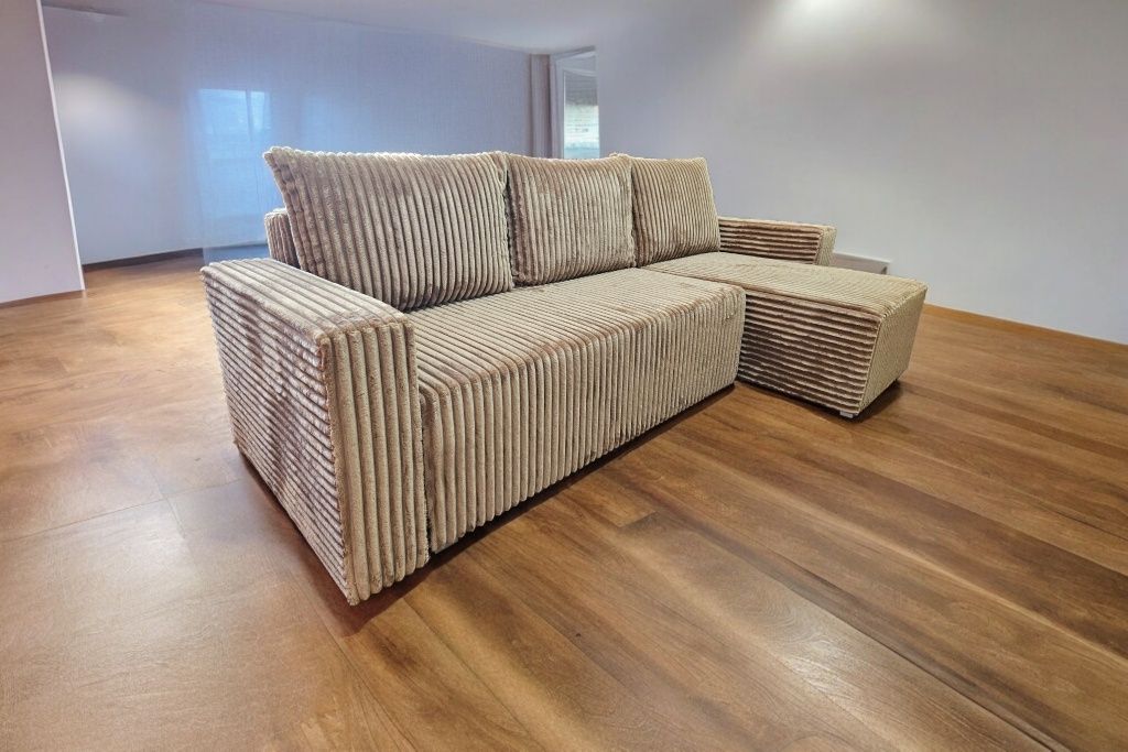 Narożnik Kanapa Sofa Gruby Sztruks Dostawa Cała Polska