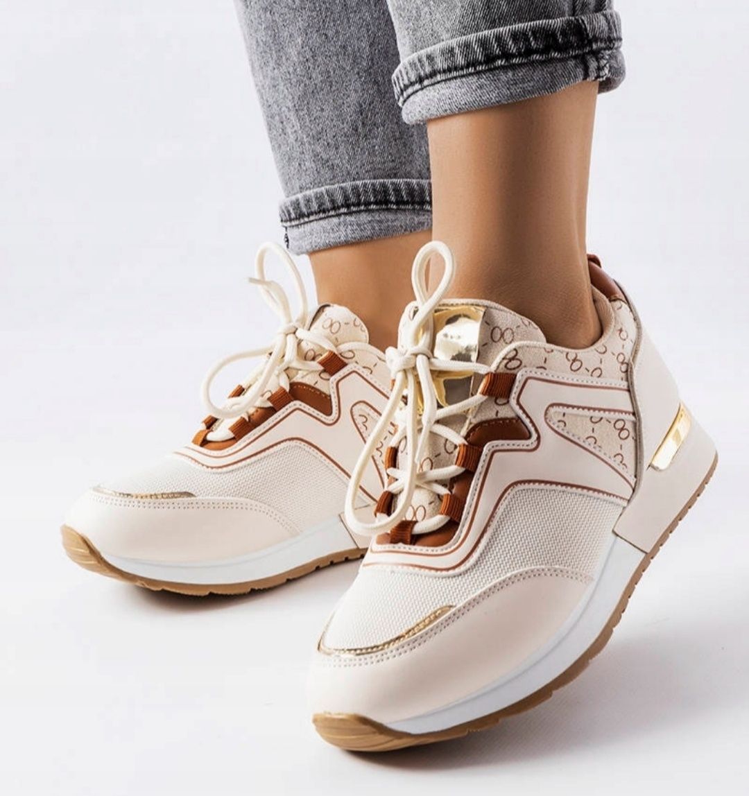 36 37 38 sneakersy 39 40 41 na grubej podeszwie z printem wstawkami