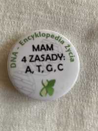 Przypinka - Mam 4 zasady: A, T, G, C, DNA - Encyklopedia Życia