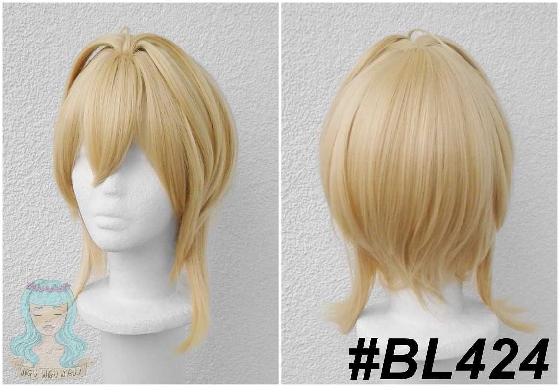 Lumine Genshin Impact Violet Evergarden krótka blond peruka cosplay