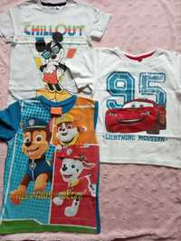 Bluzki chłopięce, T-shirty, k/ rękaw, Auta, Mickey, Psi patrol, Zestaw