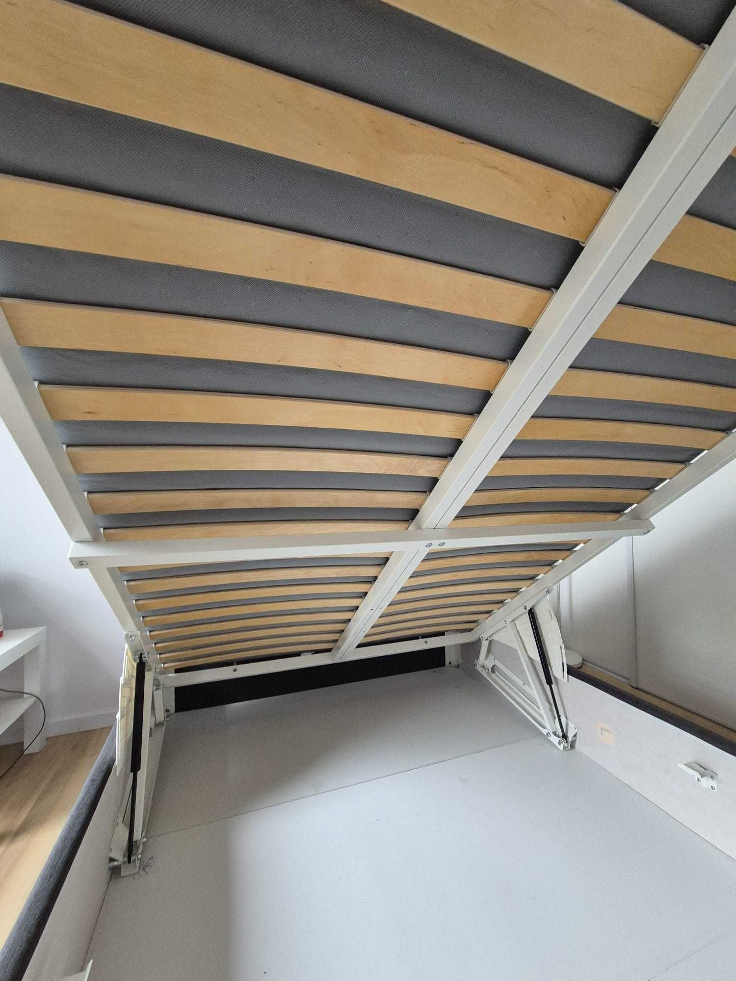 Ikea Bjorbekk Łóżko z pojemnikiem  + materac VESTERÖY - stan jak nowe!