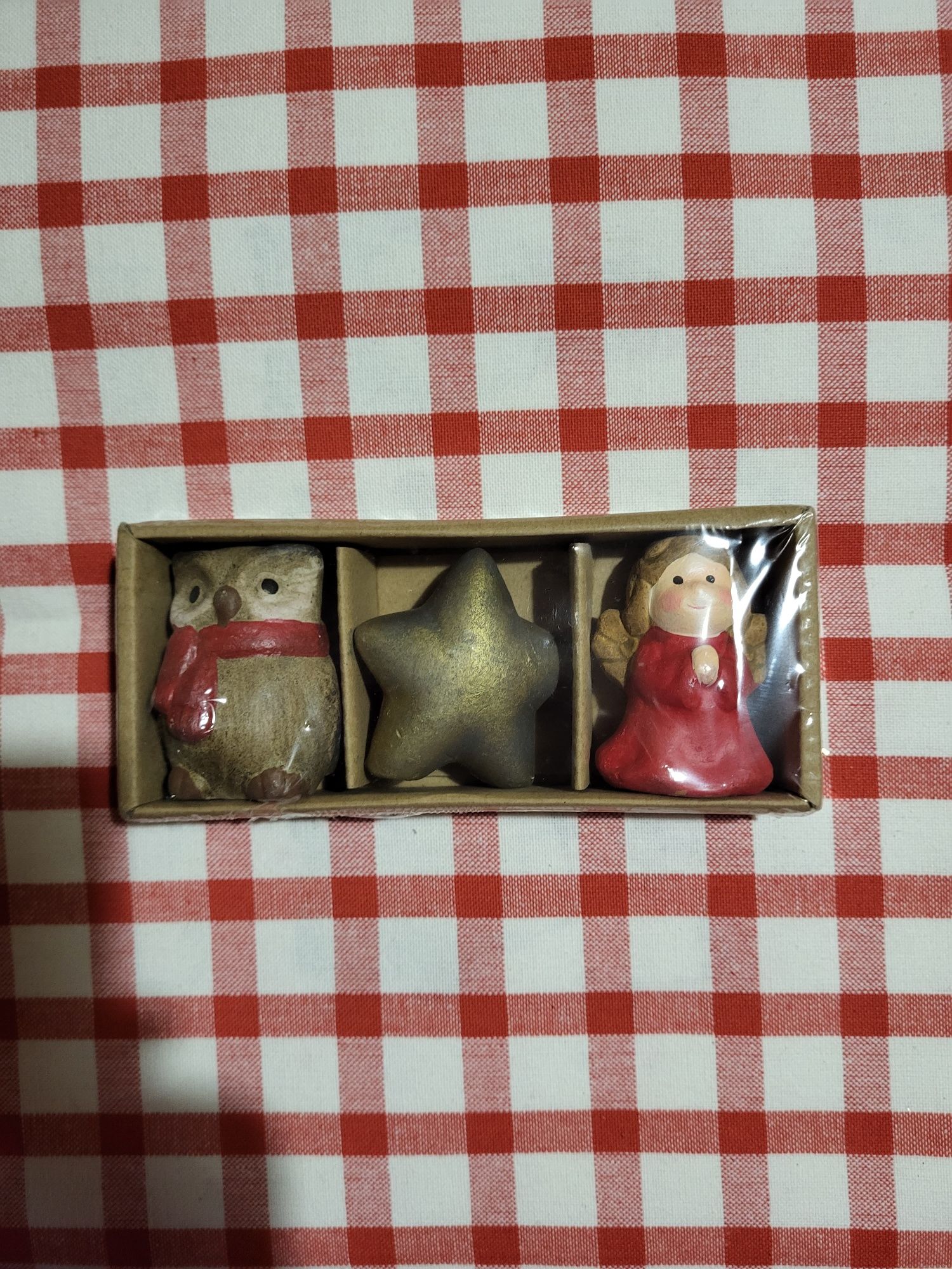 Zestaw 3 figurek ceramicznych dekoracja świąteczna